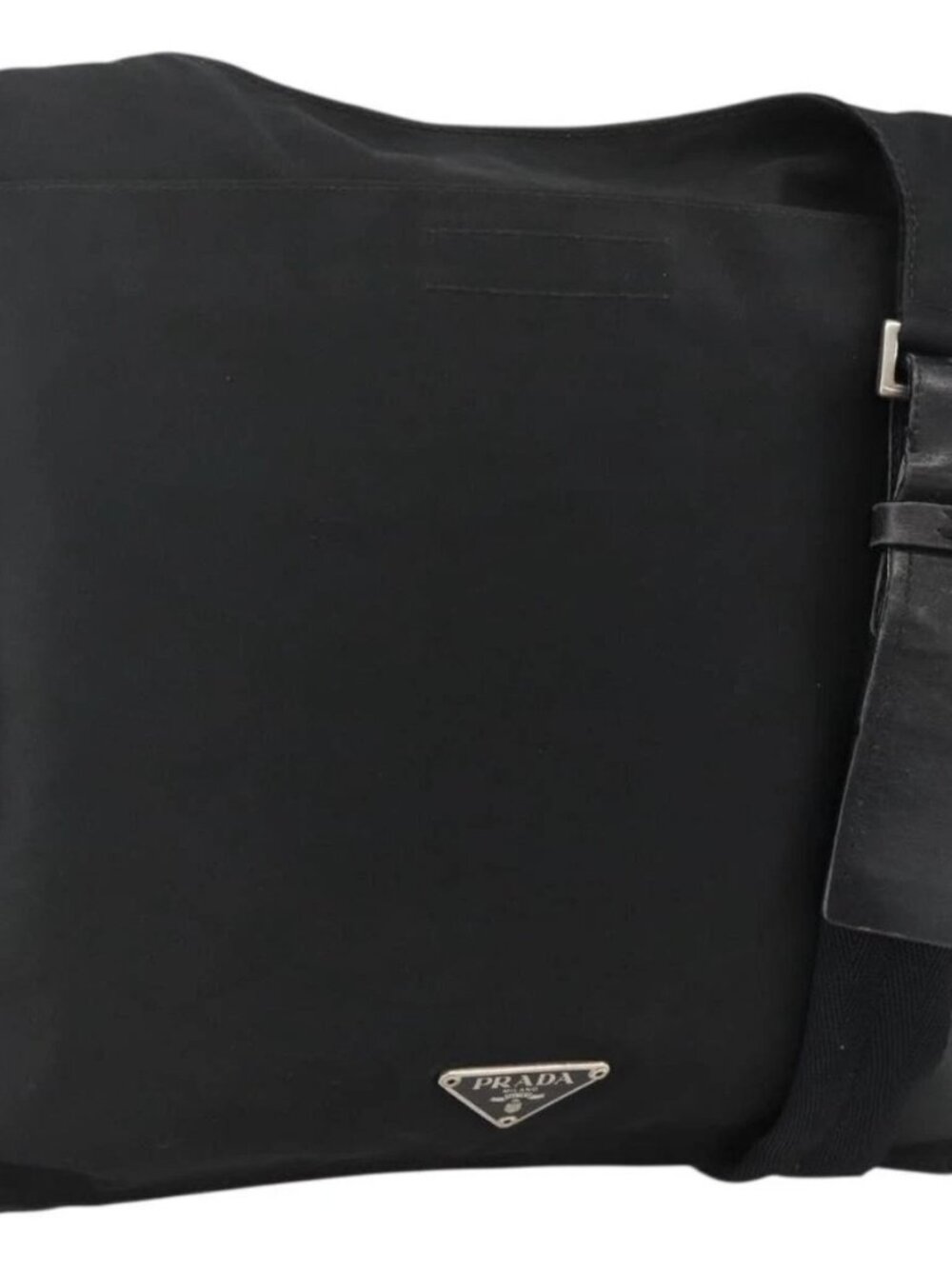 PRADA Shoulder Bag Nylon Black Silver Auth 175183